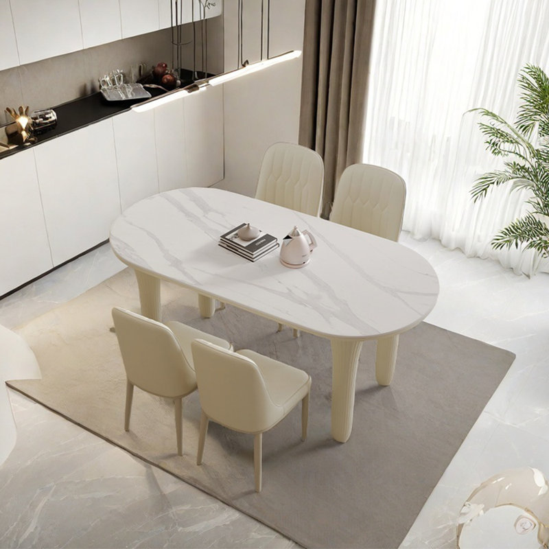 Creative oval dining table set, 29.53"H x 62.99"L x 62.99"W