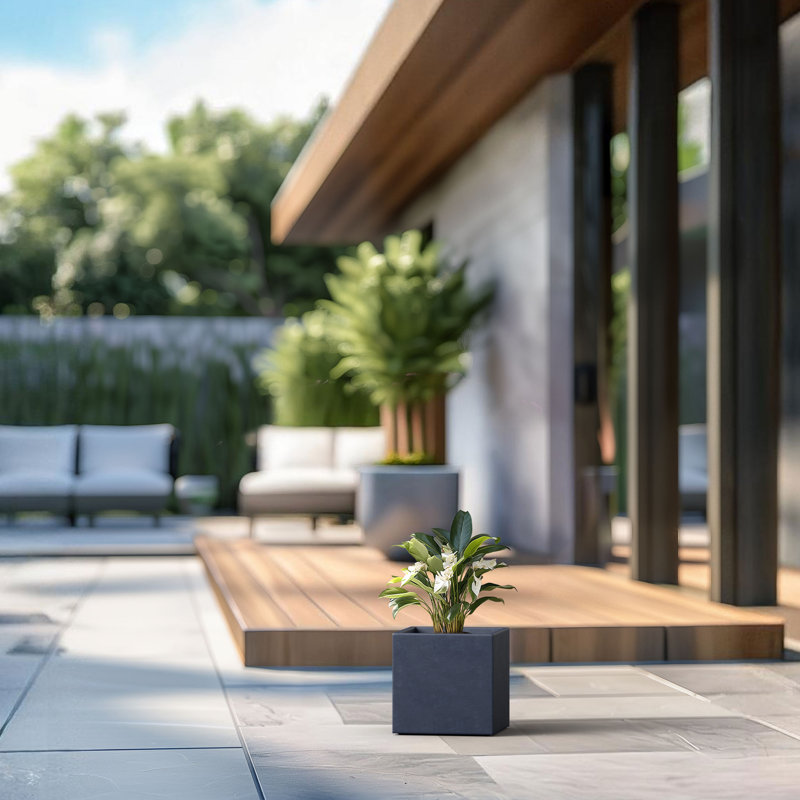 Boîte à fleurs en béton Redegonda, Gris granite, H 10 po x l 10 po x P 10 po