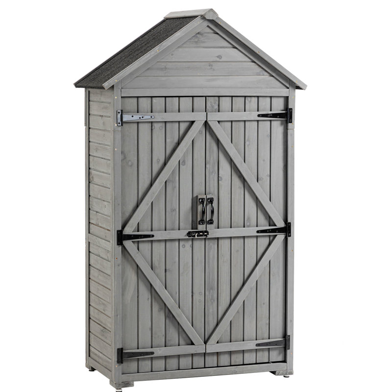 Byan Wood Storage Shed, Gray