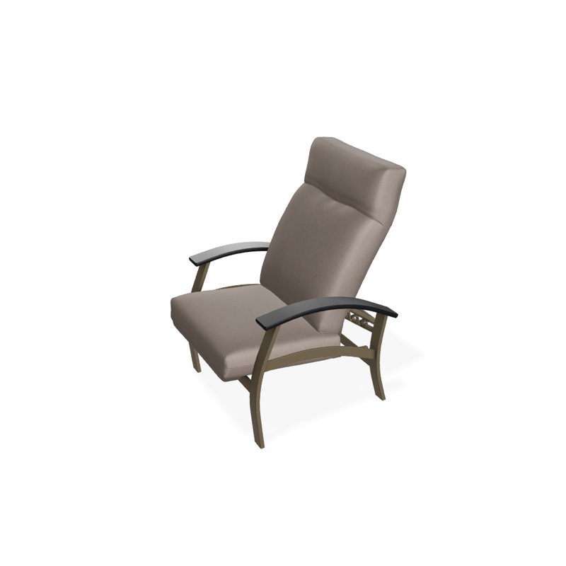 Chaise de patio inclinable avec coussins Askar, Aperçu de nuage, Noir P70, Bois de plage texturé
