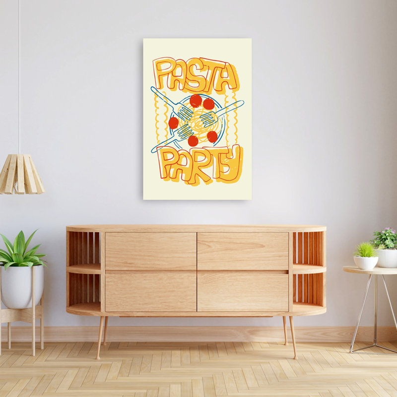 «Fun Pasta Party», art mural rétro rétro, H 48 po x l 32 po