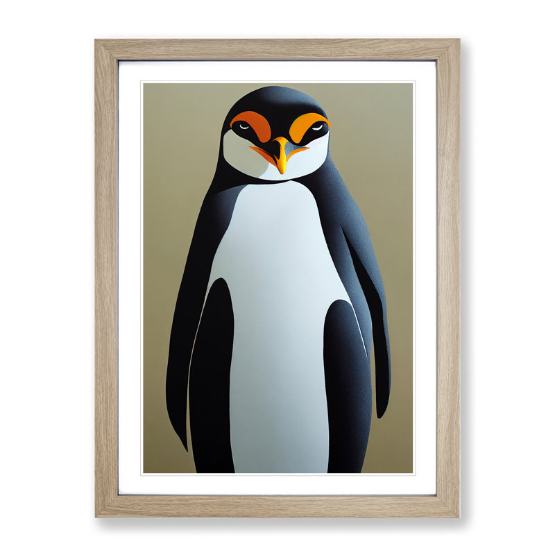 Resting Penguin - Framed Print, 34cm H x 25cm W x 2cm D, Oak