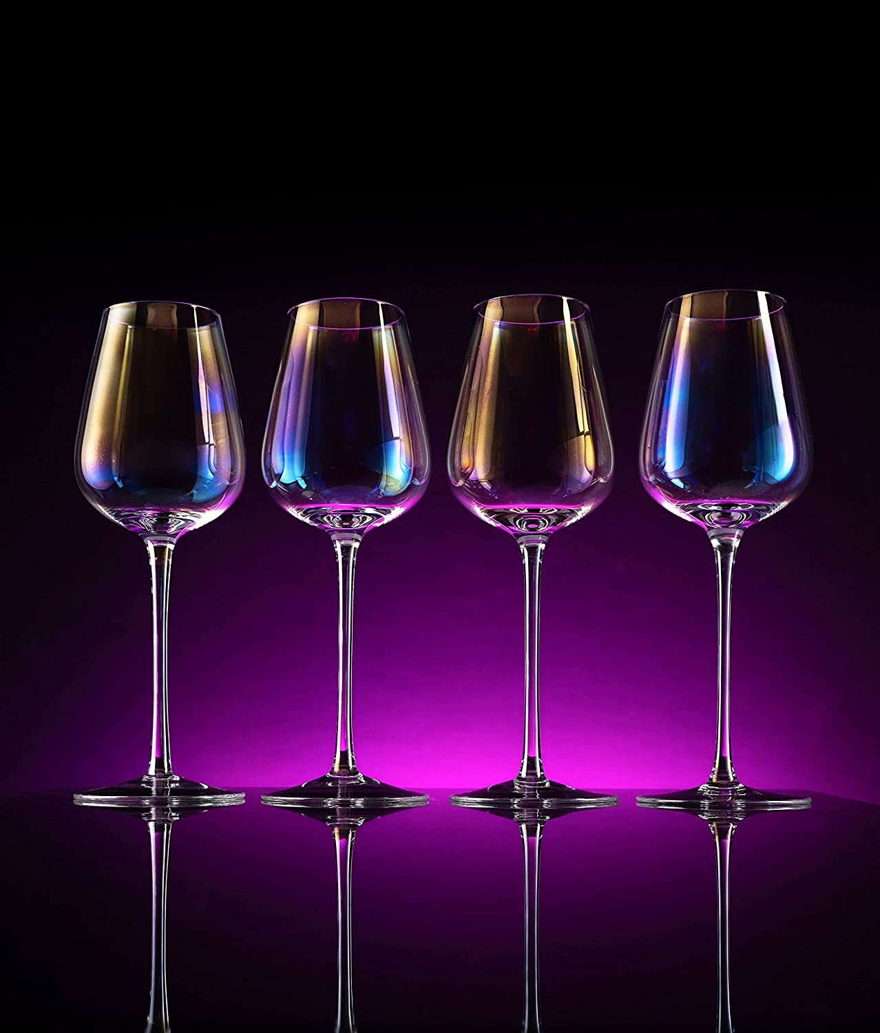 The Wine Savant - Colored Stemmed Wine Glasses - Set of 6 - 12oz