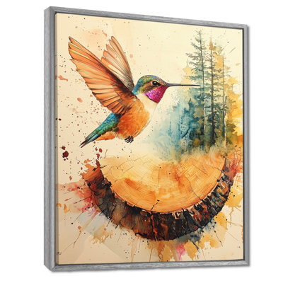 Goldine Hummingbird Into The Wood Slide III - Art mural colibri