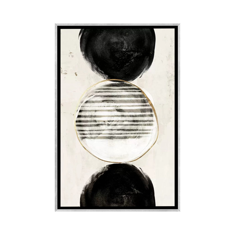 «Balance and Harmony» par Eva Watts - impression d'art graphique, H 48 po x l 32 po x P 1,5 po, Toile avec cadre argenté