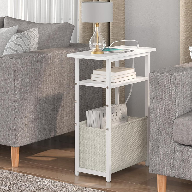 Table d'appoint étroite avec station de charge, ensemble de 2, petite ...