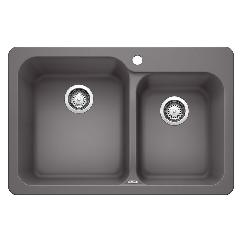 Évier de cuisine à double cuve à fixation double 60/40 Vision SILGRANIT 31,5 po, Cendre