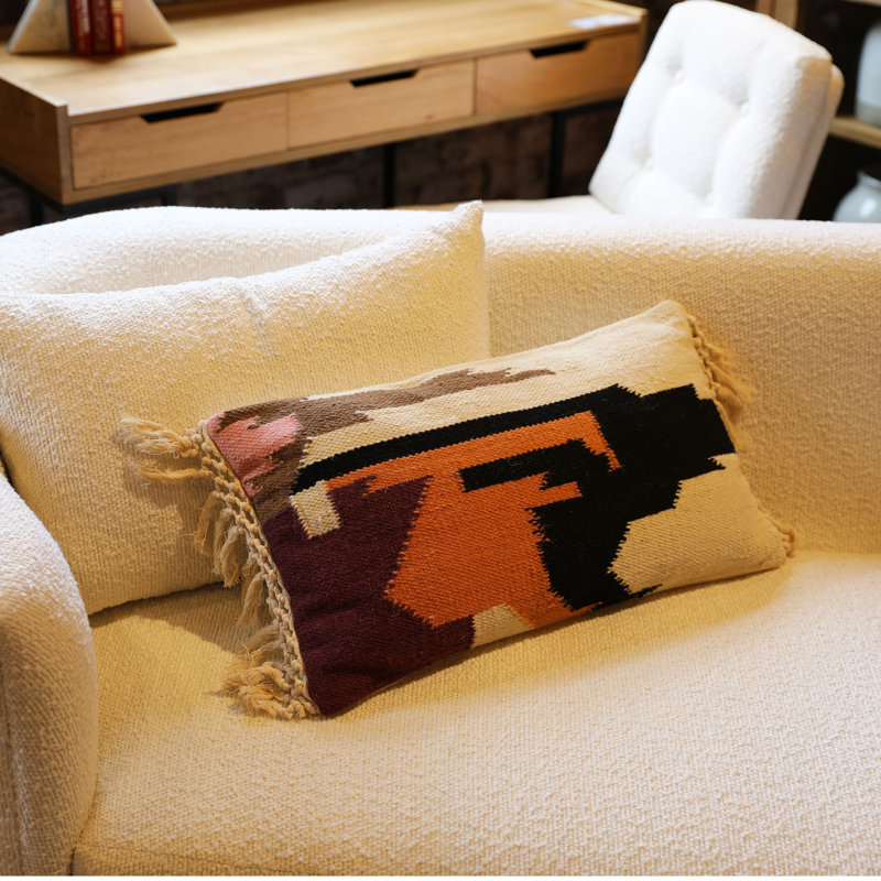 Coussin décoratif en laine Chandra, multicolore