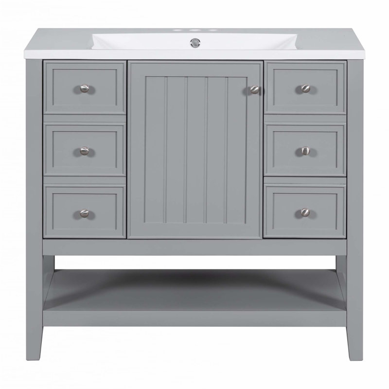 Meuble-lavabo 36 po avec lavabo, Gris