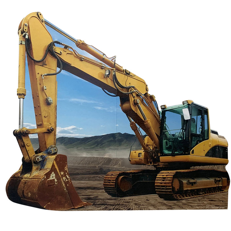 Large Yellow Construction Excavator Cardboard Standup