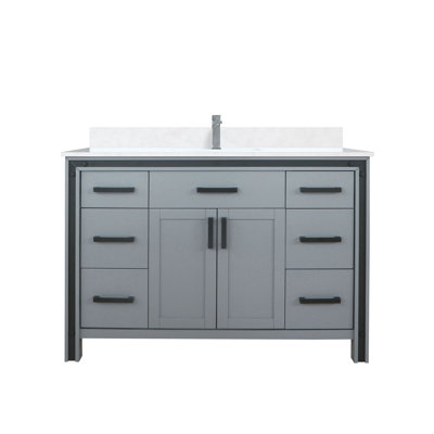 Ensemble de meuble-lavabo simple l 48 po x P 22 po avec plateau blanc et robinet chromé Ziva