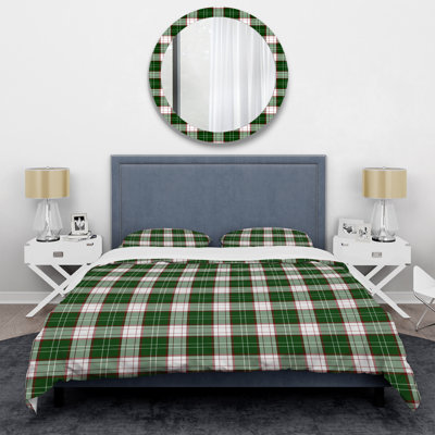Ensemble de housse de couette en microfibre vert / blanc 3 pièces