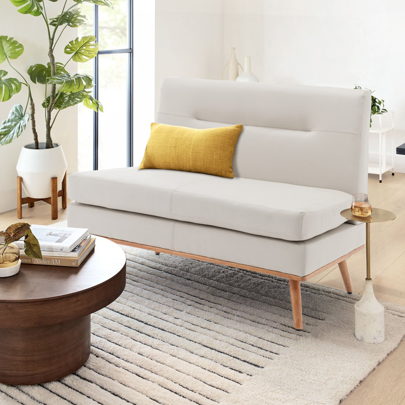 Kishonna 45'' Faux Leather Loveseat, Beige