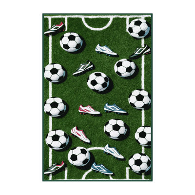 Washable Soccer Sports Area Rug