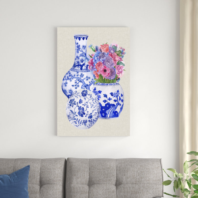 Vases bleus de Delft II, H 36 po x l 24 po x P 1,25 po