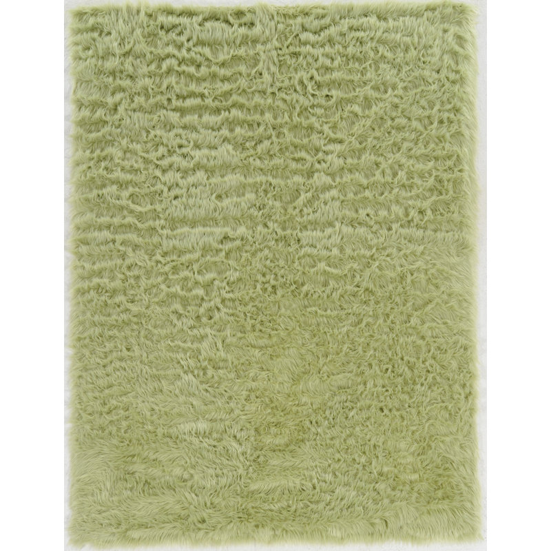 Tayyibah Handmade Tufted Faux Sheepskin Green Area Rug
