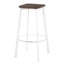 Tabouret de bar carré en métal blanc rétro et bambou grain de bois pressé espresso - ensemble de 2