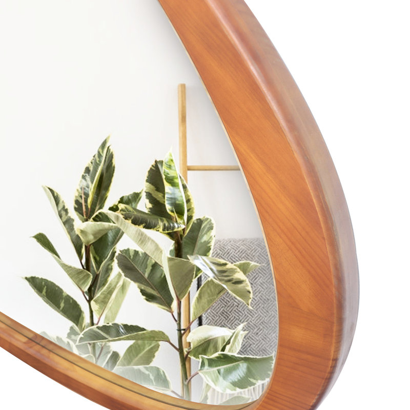 Miroir mural asymétrique en bois massif 45 po, habillage en bois pour chambre à coucher, salon, salle de bain, cadre de passage, couloir d'entrée