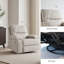 Fauteuil inclinable pivotant à bascule Anabella surdimensionné en velours avec support pour téléphone, fauteuil inclinable à bascule extra épais et rembourré, fauteuil lounge capitonné, beige, beige-1473385190-1480567558