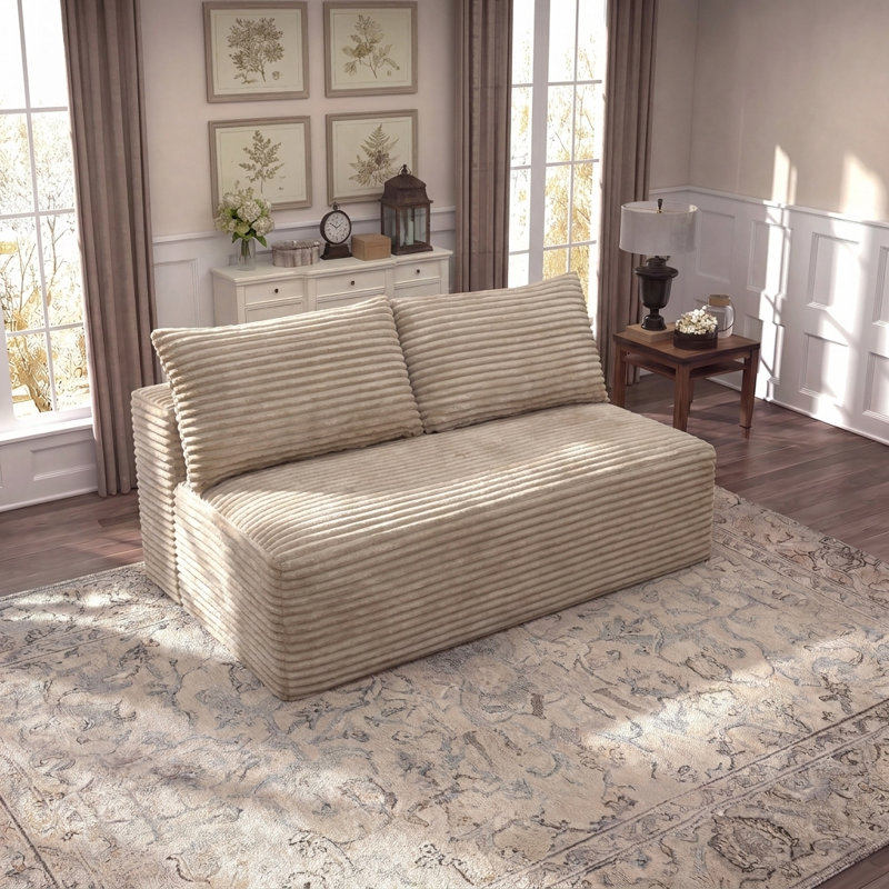 Causeuse modulaire sans accoudoirs, Camel
