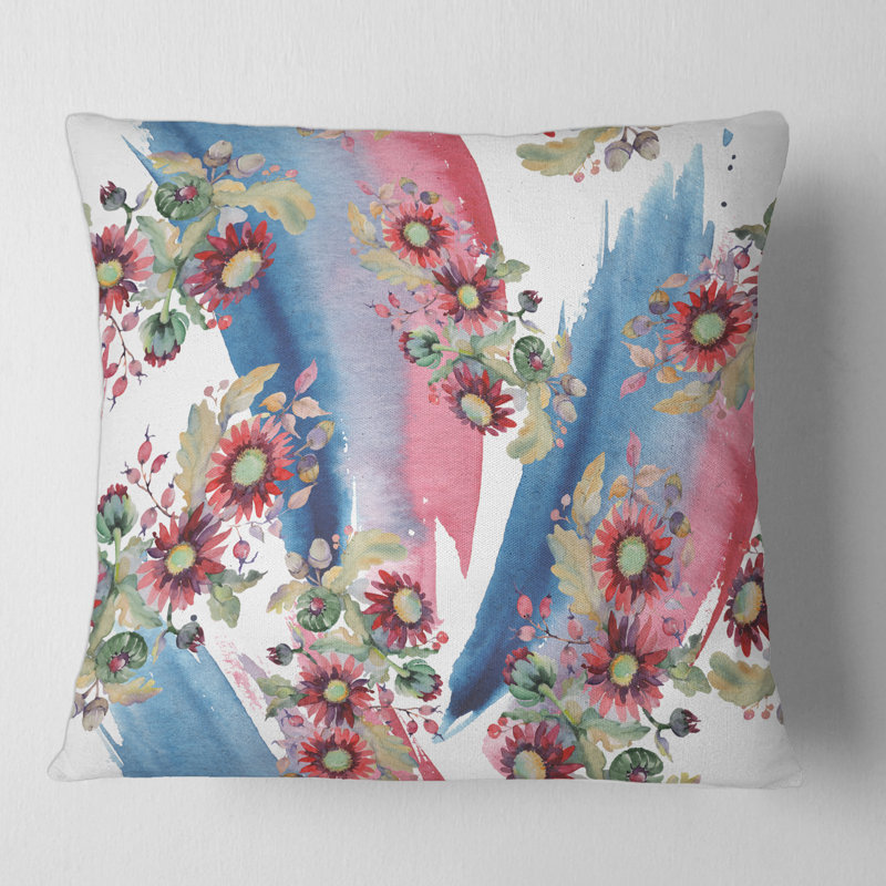 Housse et insert de coussin carré Aster and Acorn Bouquet, 16" x 16"