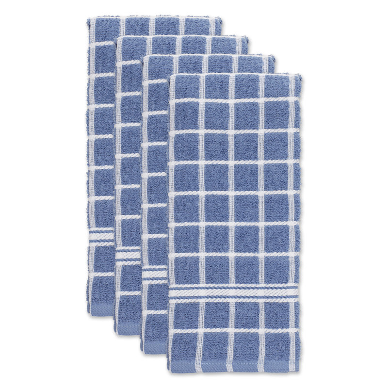 Cotton Waffle Tea Towel Kitchen Towel, Stonewash Blue