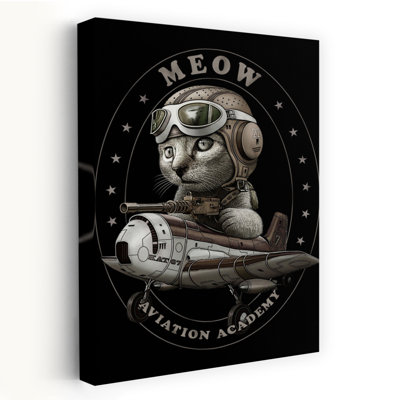 Flying Ace Cat Abstract Contemporary Cat Landscape Nature Wall Art Print by Adam Lawless - Wrapped Canvas Print