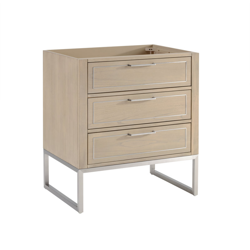 Markham 30'' W Single Vanity, Cashmere Gray, White Quartz, Brushed Nickel