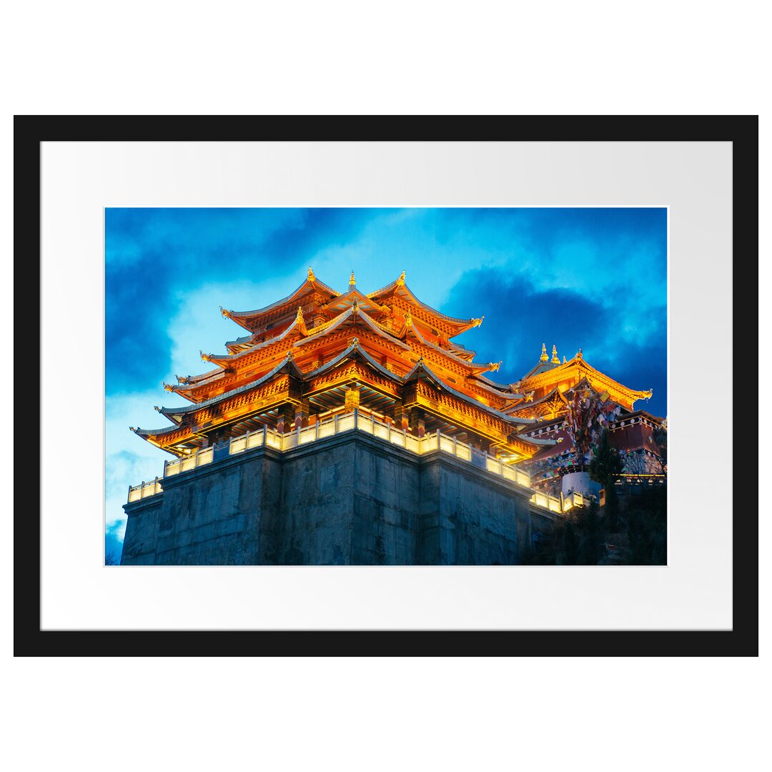 Gerahmtes Poster Leuchtender Tempel in China