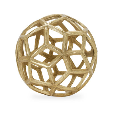 Aurelia Lattice Orb 6" Gold Aluminum Sculpture