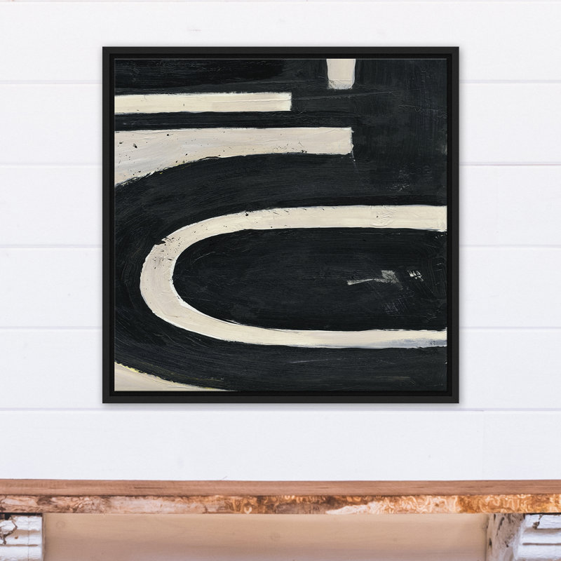 Abstrait noir et brun clair - Peinture sur toile, Toile à cadre flottant noir, H 25,75 po x l 25,75 po x P 1,75 po