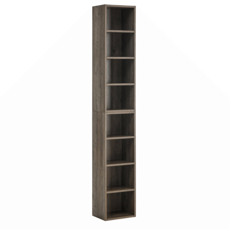 8-Tier Media Tower Rack Slim Storage Cabinet Tall Narrow Bookcase Display Bookshelf Multi-Functional Double-Decker Bookcase