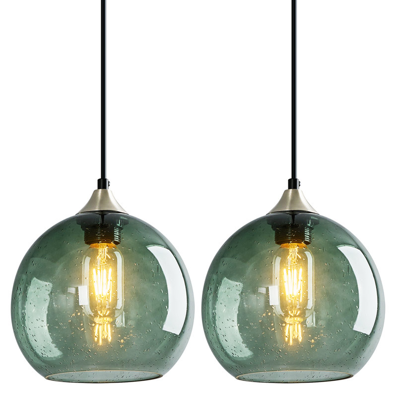 Luminaire suspendu moderne pour îlot de cuisine Dariyon, Gris / vert, H 7,08 po x l 7,87 po x P 7,87 po