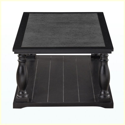 Farmhouse 2-Tier Coffee Table with Turned Spindle Legs, Vintage Traditional Cocktail Table