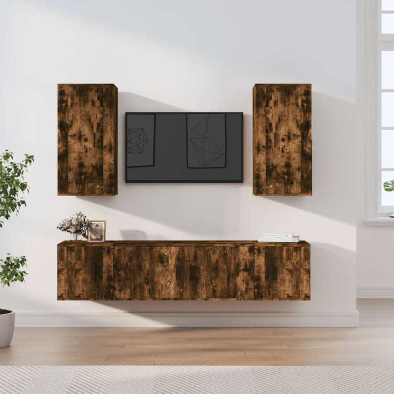 Lucus Unfinished Floating TV Stand for TVs up to 78", Smoked Brown