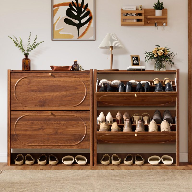 20 Pair Shoe Storage Cabinet, Walnut