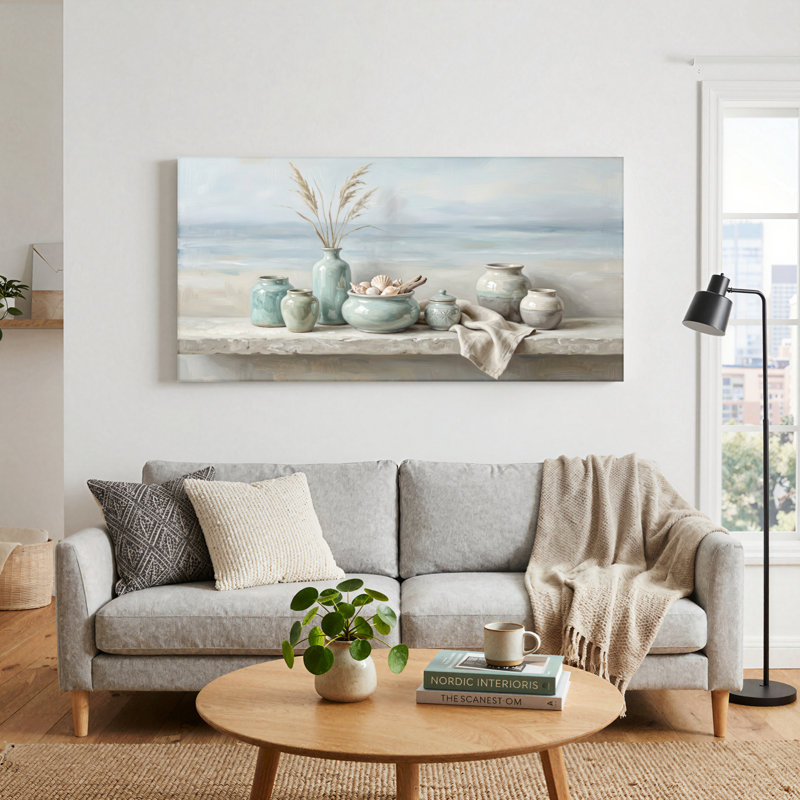Ensemble d'une toile murale « Calme côtier », L 40 po x H 20 po, Toile tendue