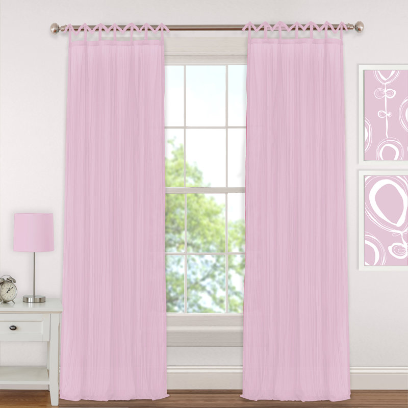 Erasma Sheer Single Curtain Panel, Soft Pink, 50" W x 108" L