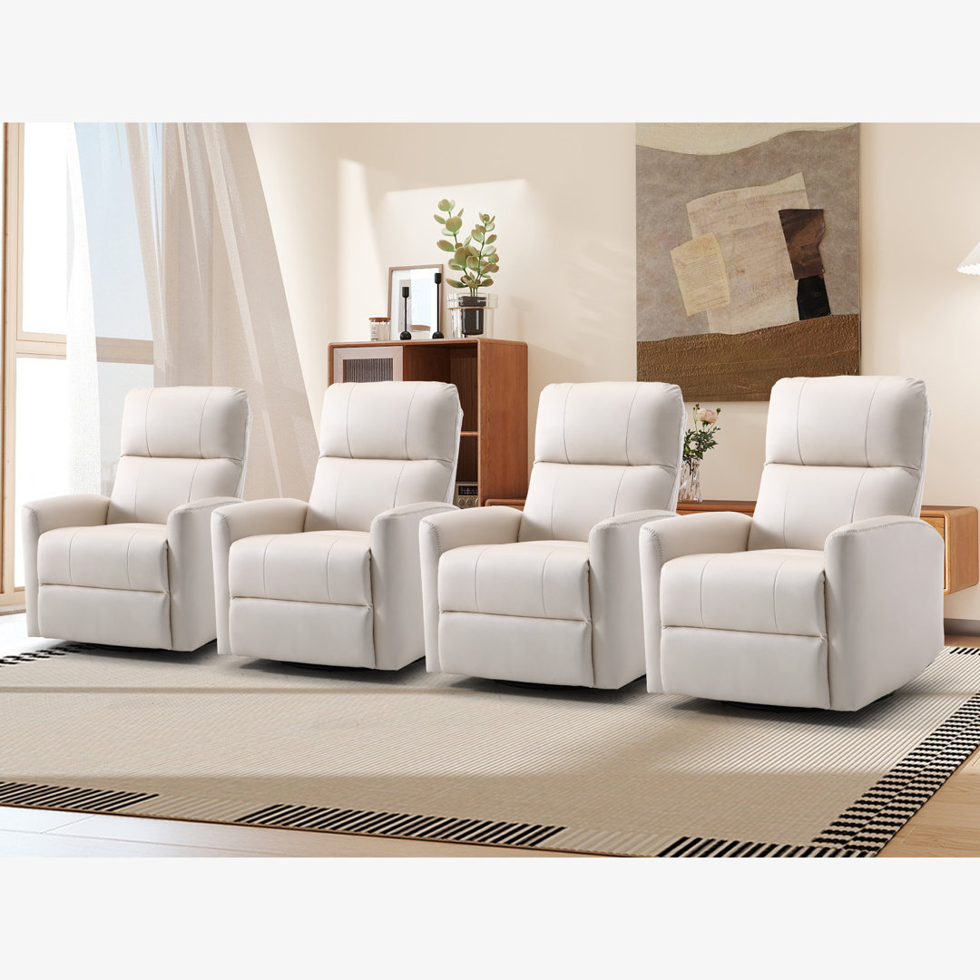 Radian 30.7" Wide Classic Refined Glider and Swivel Manual Reclining Home Theatre Seating (Set of 4) Latitude Run® Upholstery