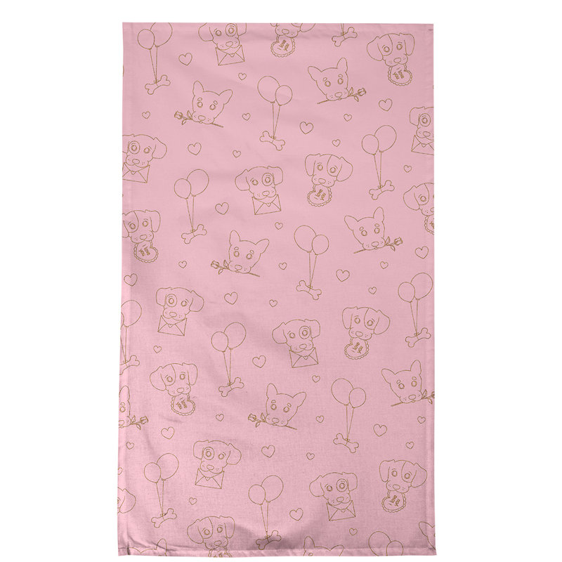 Waffle Tea Towel Kitchen Towel, Poly Twill, Pink/Gold