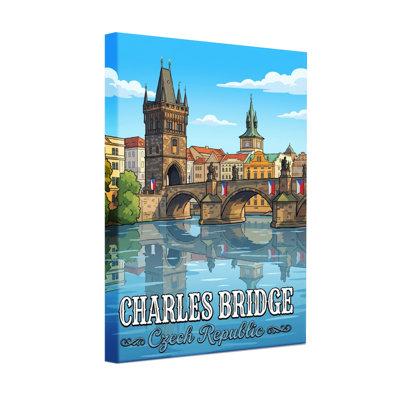 Scenic &Cityscapes Charles Bridge Czech Republic Cityscape Reflection Water Sky Building Flags