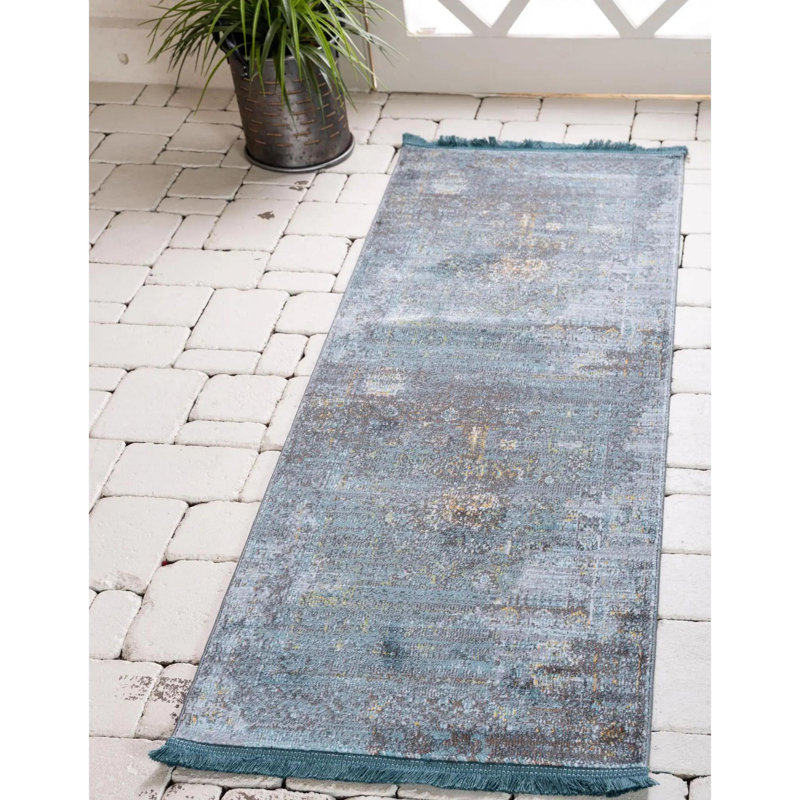 Tapis contemporain de couleur orangée Mulvihill, Tapis de couloir 2 pi x 8 pi
