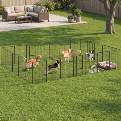 Parc pour chien 24 panneaux, clôture d'intérieur et d'extérieur pour chien d'une hauteur de 44,5 po, parc pour animaux avec porte verrouillable noir