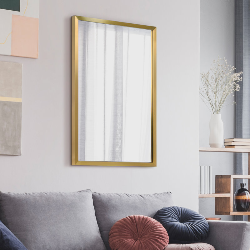 Manal Stainless Steel Rectangle Mirror, Brushed Gold