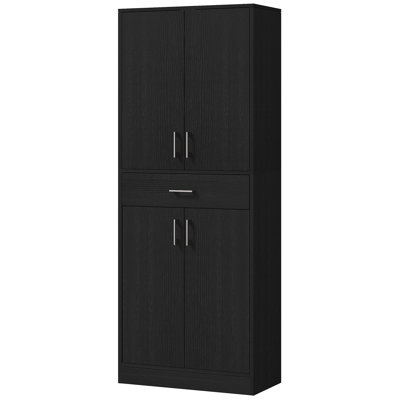 Armoire de cuisine 71 "avec tiroir et tablette réglable, grand garde-manger autoportant, noir vieilli
