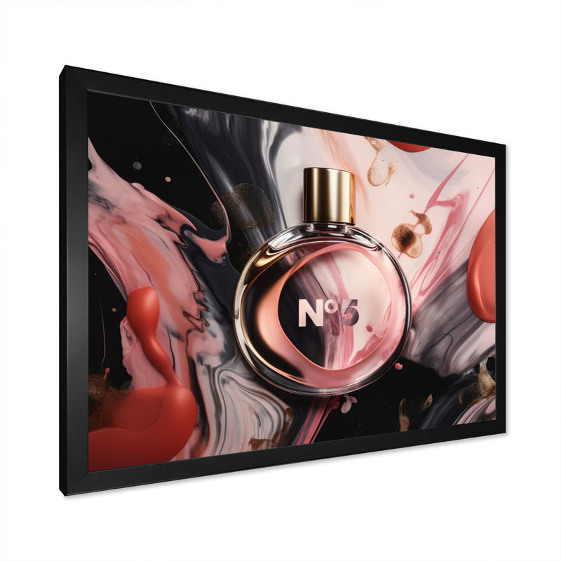 «Pink Perfume Sc parfum Treasures II - Fashion Perfume», reproduction d'art sur toile, H 12 po x l 20 po, Cadre photo noir