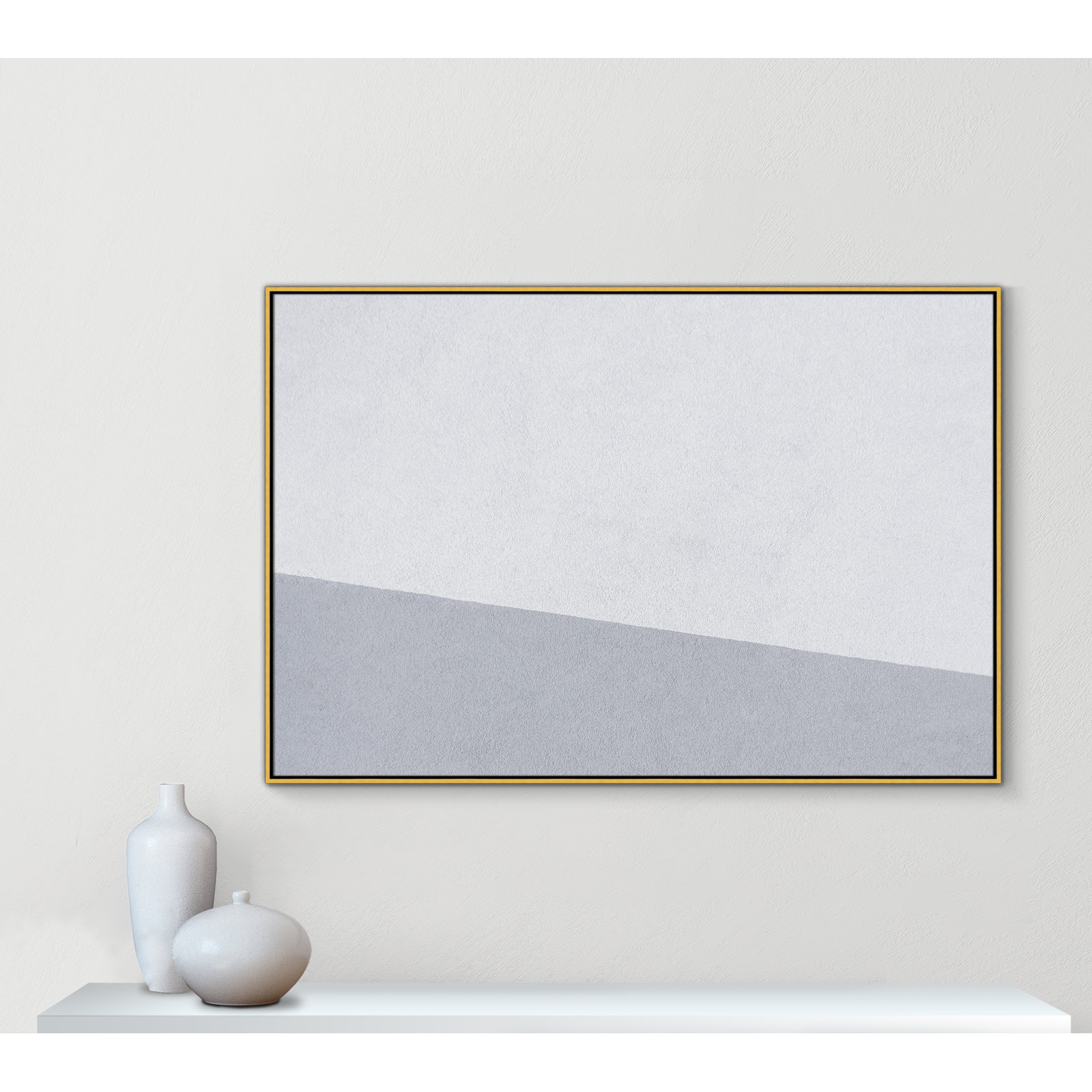 Dominic "Abstract Blues" Print, 41.5" H x 61.5" W x 2" D, Gold Framed Canvas