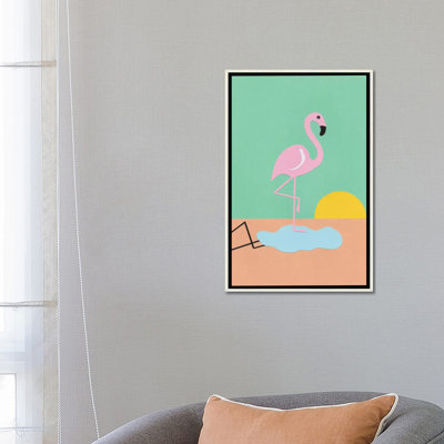 Flamant rose - reproduction d'art mural - toile encadrée