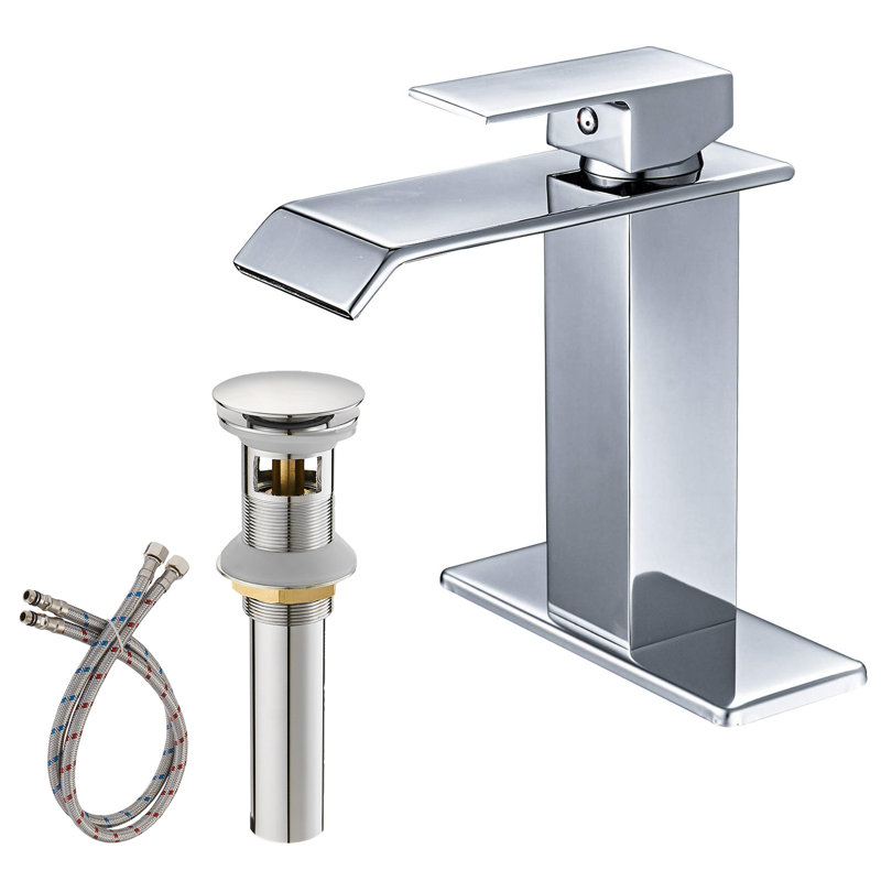 Robinet pour salle de bain à un trou Almeta, Chrome, Oui
