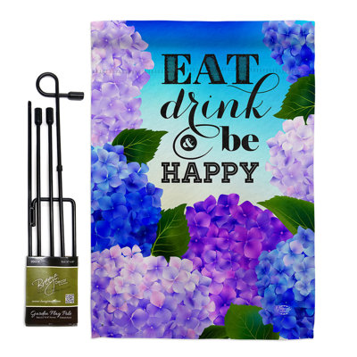 Ensemble de drapeaux en polyester 18 po x 13 po Eat Drink Happy